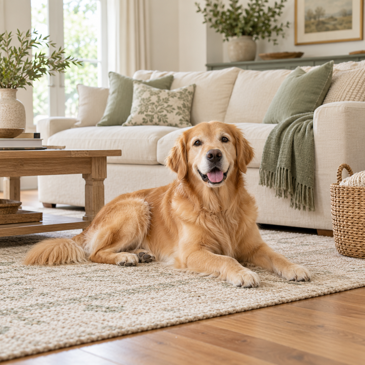 Dog relaxing in a family home