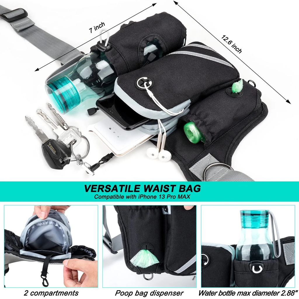 Hands-Free Dog Walking Waist Pack or Bungee Lead